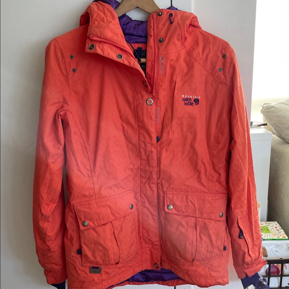 Mountain Hardwear Orange Ski Jacket with Purple Lining